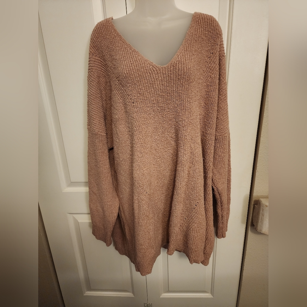 Torrid V-Neck Sweater in Soft Pink